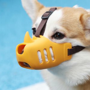 Dog-wearing-silicone-muzzle